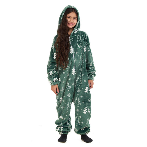Snuggs Kids Blanket Onesie Green Christmas Tree